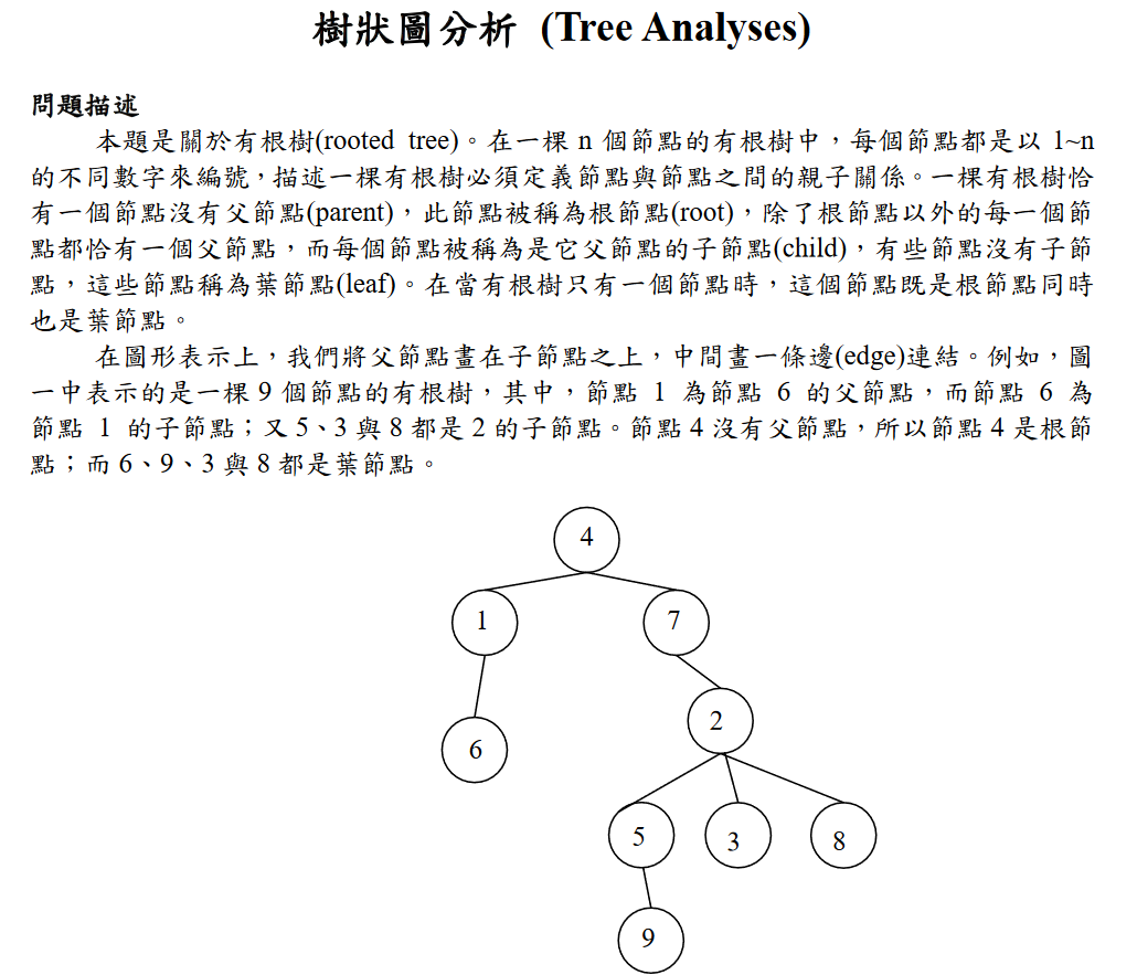 Original statement and tree example